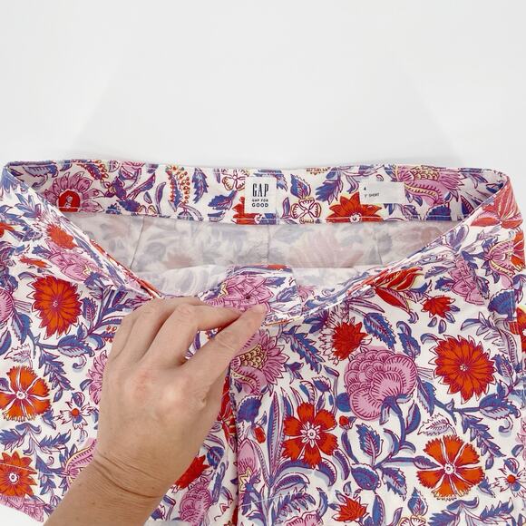 Gap For Good 3” Shorts Sz 4 Flower Floral Print Vacation Tropical Cotton New - Picture 4 of 8